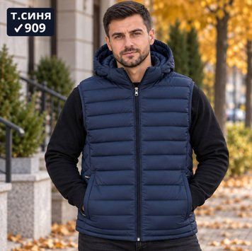 Чоловіча жилетка синя 909 фото